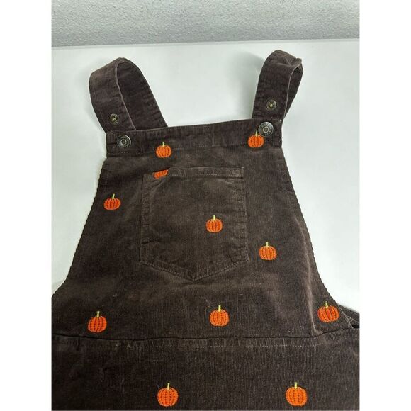 Gymboree Girls Perfect Pumpkin Corduroy Jumper Brown Bear Sz 8 Embroidered - Picture 3 of 9